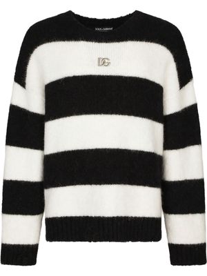 Dolce & Gabbana logo patch alpaca sweater - Black