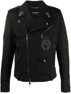 Dolce & Gabbana logo-patch biker jacket - Black