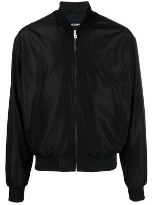 DOLCE & GABBANA logo-patch bomber jacket - Black