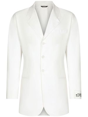 Dolce & Gabbana logo-patch button-up blazer - White