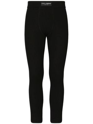 Dolce & Gabbana logo-patch cotton leggings - Black