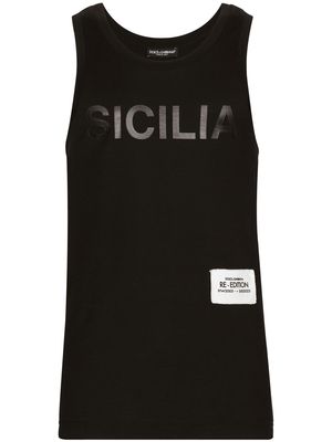 Dolce & Gabbana logo-patch cotton vest - Black