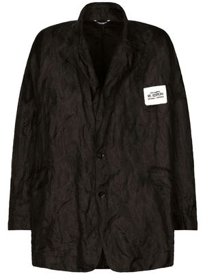 Dolce & Gabbana logo-patch crinkled jacket - Black