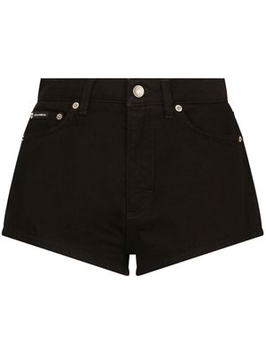 Dolce & Gabbana logo-patch denim shorts - Black
