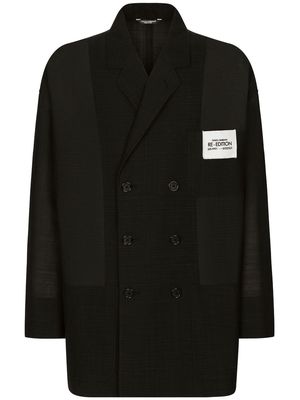 Dolce & Gabbana logo-patch double-breasted blazer - Black