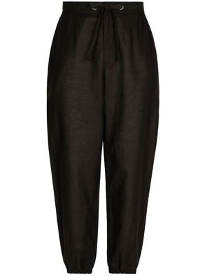 Dolce & Gabbana logo-patch drawstring-waist trousers - Brown
