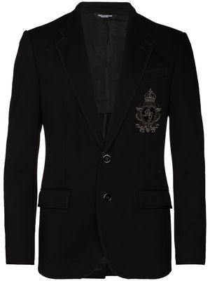 Dolce & Gabbana logo patch jersey blazer - Blue