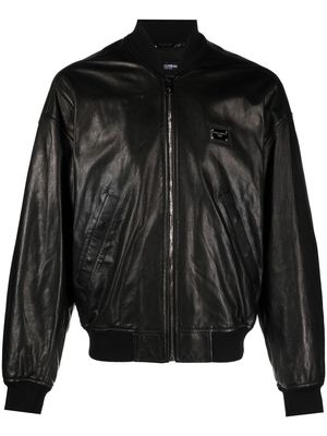 Dolce & Gabbana logo-patch leather bomber jacket - Black