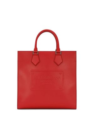 Dolce & Gabbana logo-patch leather tote bag - Red