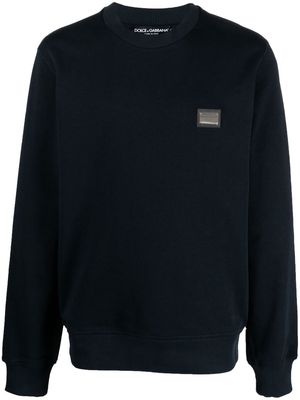 Dolce & Gabbana logo-patch long-sleeve jumper - Blue