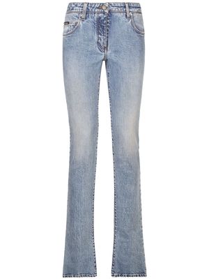 Dolce & Gabbana logo-patch low-rise bootcut jeans - Blue