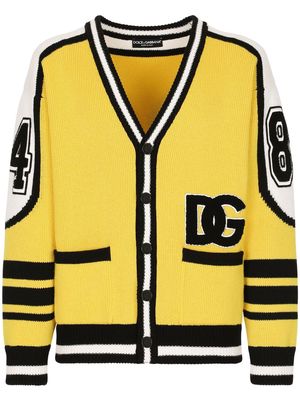 Dolce & Gabbana logo-patch panelled cardigan - Yellow