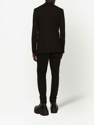Dolce & Gabbana logo-patch pinstriped track pants - Black