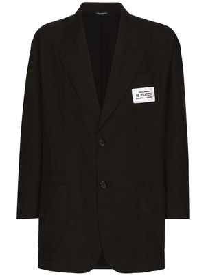 Dolce & Gabbana logo-patch silk-cotton blazer - Black