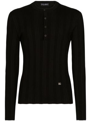 Dolce & Gabbana logo-patch silk-cotton T-shirt - Black