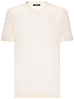 Dolce & Gabbana logo-patch silk T-shirt - White