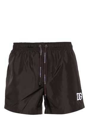 Dolce & Gabbana logo-patch swim shorts - Brown
