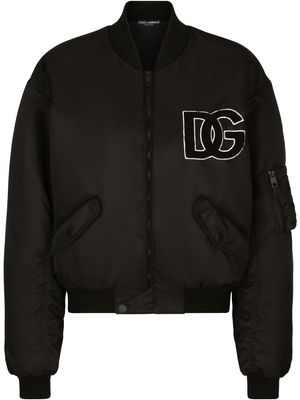 Dolce & Gabbana logo-patch zip-up bomber jacket - Black