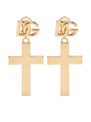 Dolce & Gabbana logo-plaque clip earrings - Gold