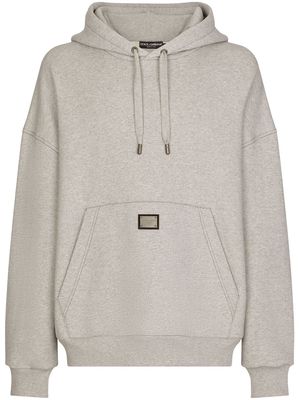 Dolce & Gabbana logo-plaque drawstring hoodie - Grey