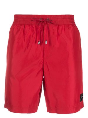 Dolce & Gabbana logo-plaque drawstring swim shorts - Red