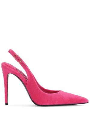 Dolce & Gabbana logo-plaque fleece pumps - Pink