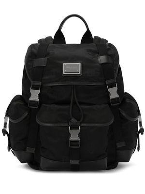 Dolce & Gabbana logo-plaque foldover-top backpack - Black