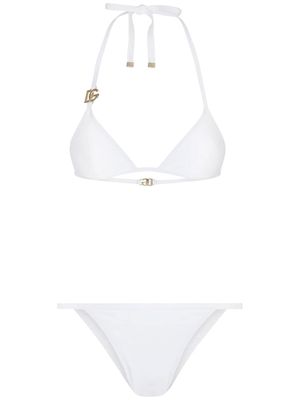 Dolce & Gabbana logo-plaque halterneck bikini set - White