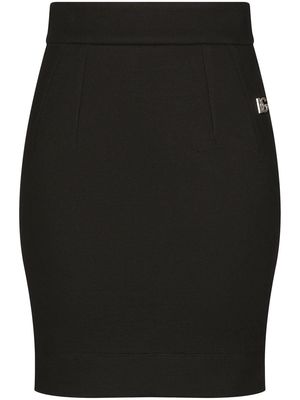 Dolce & Gabbana logo-plaque high-waisted miniskirt - Black