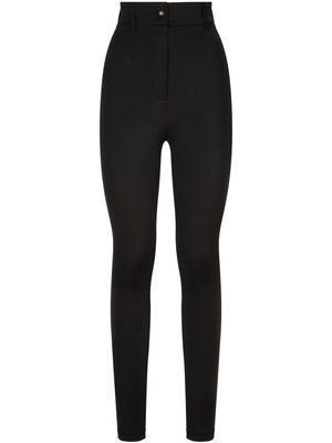 Dolce & Gabbana logo-plaque high-waisted tailored trousers - Black