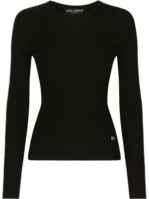 Dolce & Gabbana logo plaque knitted sweater - Black