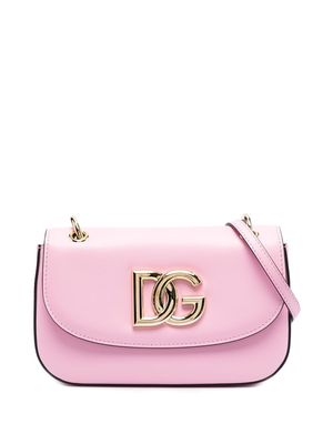 Dolce & Gabbana logo-plaque leather crossbody bag - Pink