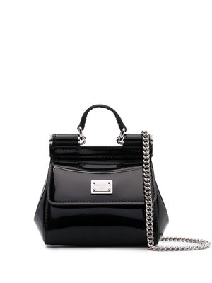 Dolce & Gabbana logo-plaque leather mini bag - Black