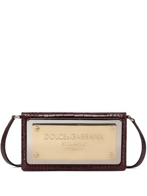 Dolce & Gabbana logo-plaque leather phone bag - Red