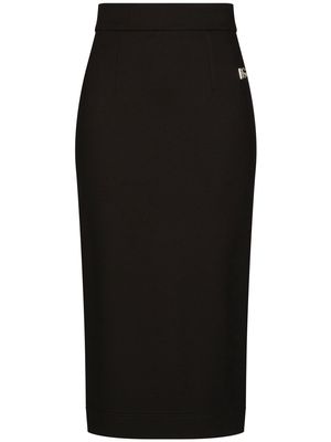 Dolce & Gabbana logo-plaque pencil midi skirt - Black