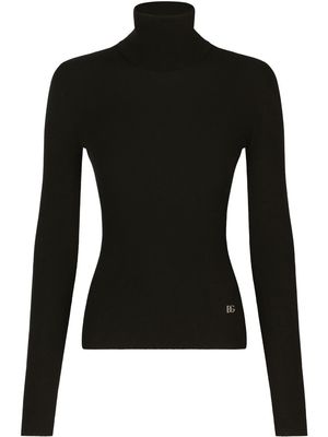 Dolce & Gabbana logo-plaque roll-neck jumper - Black
