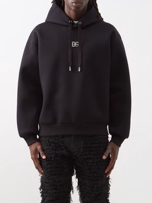 Dolce & Gabbana - Logo-plaque Scuba-jersey Hooded Sweatshirt - Mens - Black
