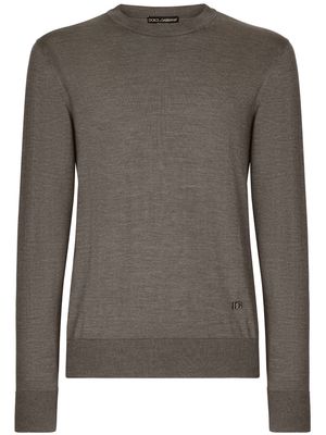 Dolce & Gabbana logo-plaque silk sweatshirt - Grey