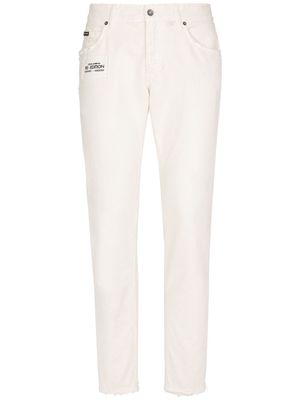 Dolce & Gabbana logo-plaque slim-fit jeans - White