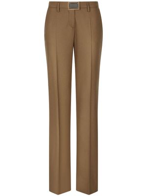 Dolce & Gabbana logo-plaque straight-leg trousers - Brown