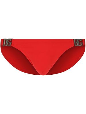 Dolce & Gabbana logo-plaque swim trunks - Red
