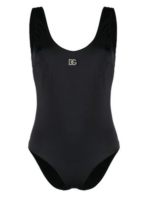 Dolce & Gabbana logo-plaque swimsuit - Black