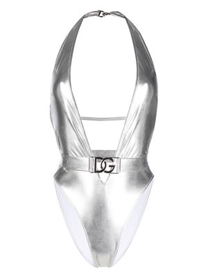 Dolce & Gabbana logo-plaque swimsuit - Silver