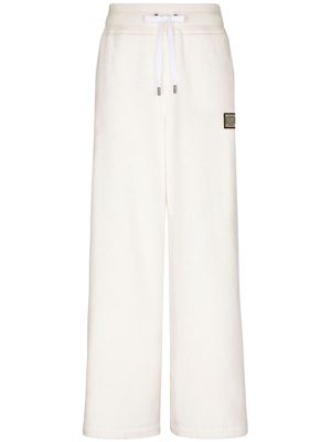 Dolce & Gabbana logo-plaque wide track pants - White