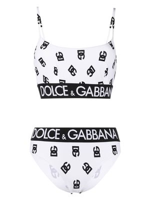 Dolce & Gabbana logo-print bikini set - White