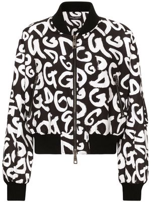 Dolce & Gabbana logo-print bomber jacket - White