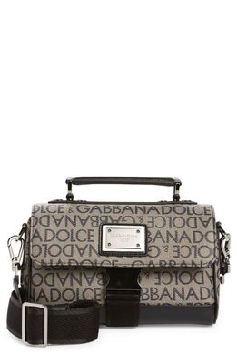 Dolce & Gabbana Logo Print Canvas & Leather Crossbody Bag in Brown/Black