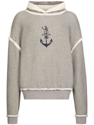 Dolce & Gabbana logo-print contrasting-trim hoodie - Grey