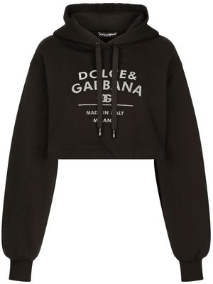 Dolce & Gabbana logo-print cotton-blend hoodie - Black