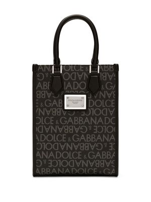 Dolce & Gabbana logo-print cotton-blend tote bag - Black